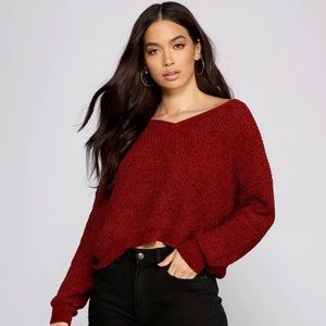 Cropped red sweater